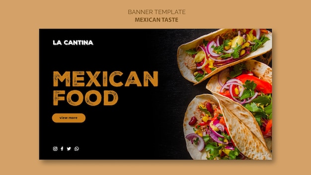 Mexican restaurant banner template concept