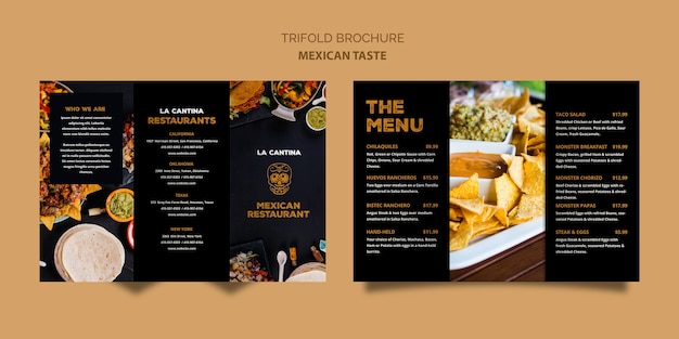 Free PSD mexican restaurant trifold brochure template