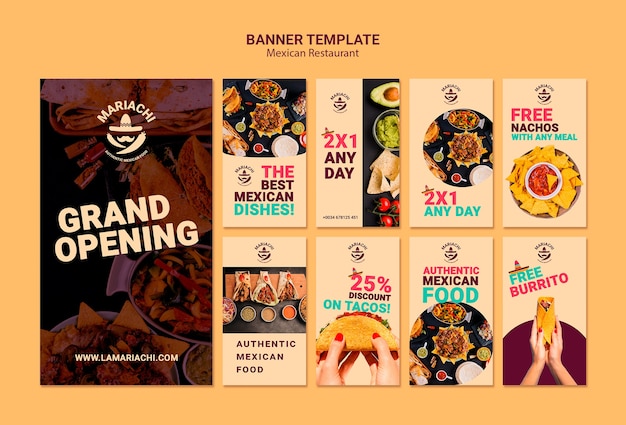 Free PSD mexican traditional dishes restaurant instagram stories