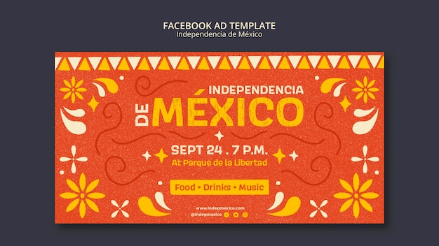 Free PSD mexico independence celebration social media promo template