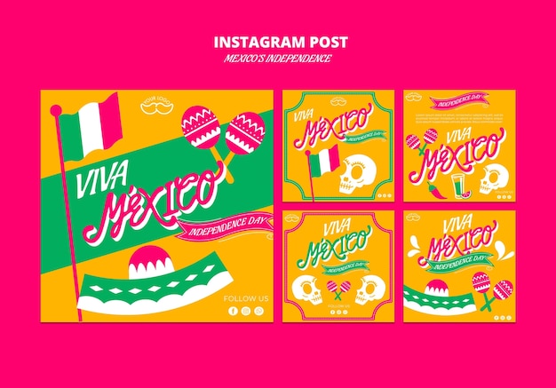 Free PSD mexico independence day instagram posts