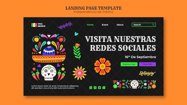 Free PSD mexico independence day landing page