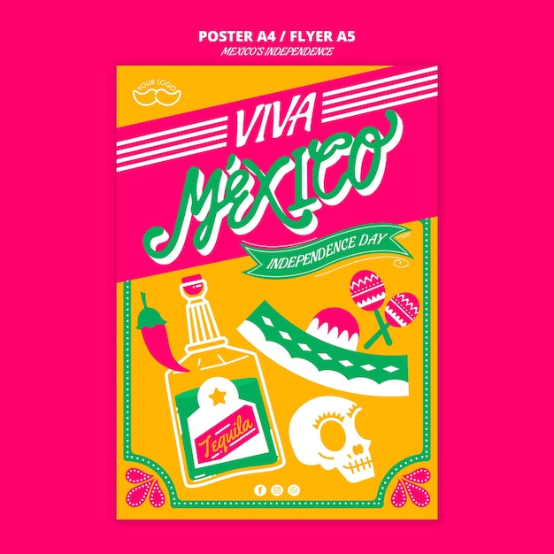 Free PSD mexico independence day poster template