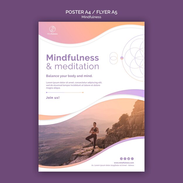 Mindfulness concept flyer template