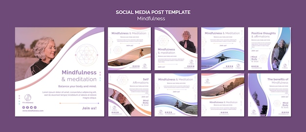 Free PSD mindfulness concept social media post template