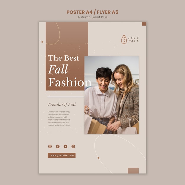 Free PSD minimal autumn fashion event flyer