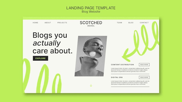 Free PSD minimal blog website landing page