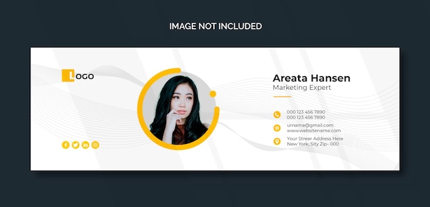 Free PSD minimal email signature template or email footer and personal social media cover design