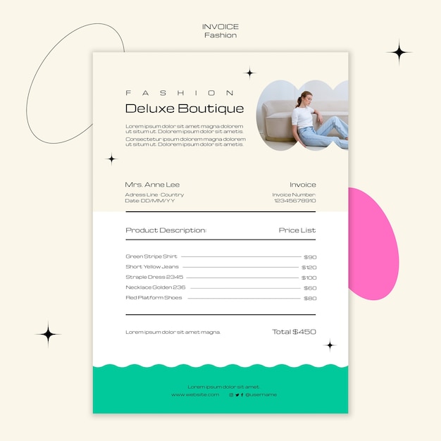 Minimal fashion boutique invoice template