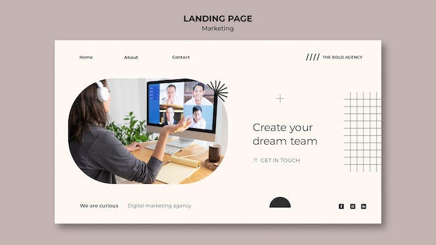 Free PSD minimal flat design marketing template