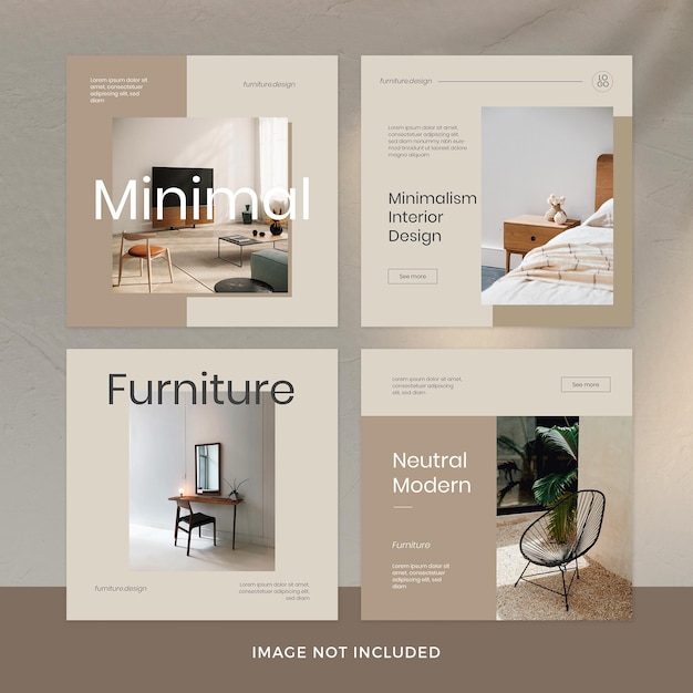 Minimal furniture instagram post set Premium Psd