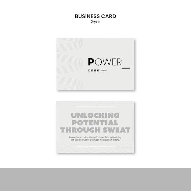 Free PSD minimal gym training  business card template