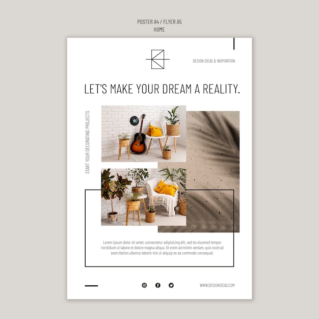 Free PSD minimal interior design poster template