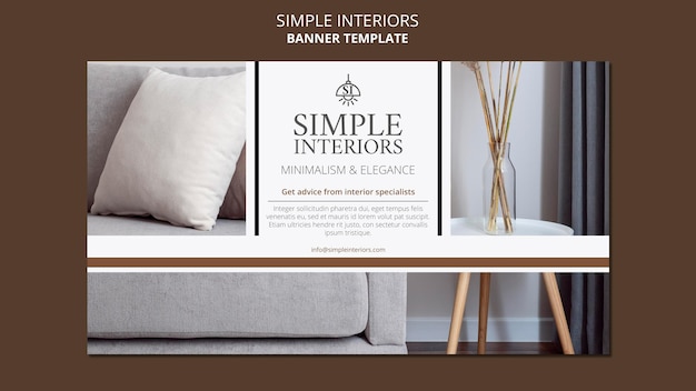 Free PSD minimal interiors horizontal banner template