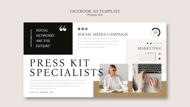 Minimal press kit facebook template