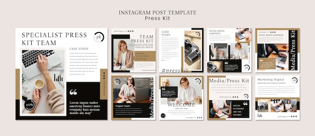 Free PSD minimal press kit instagram posts