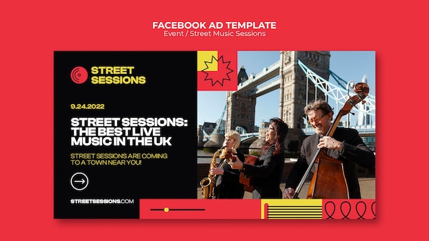 Free PSD minimal street music sessions facebook template