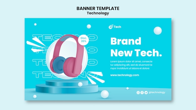 Free PSD minimal technology horizontal banner template