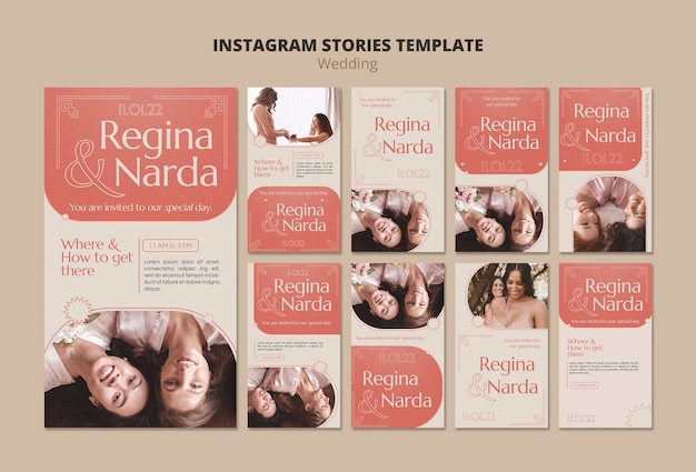 Free PSD minimal wedding celebration instagram stories