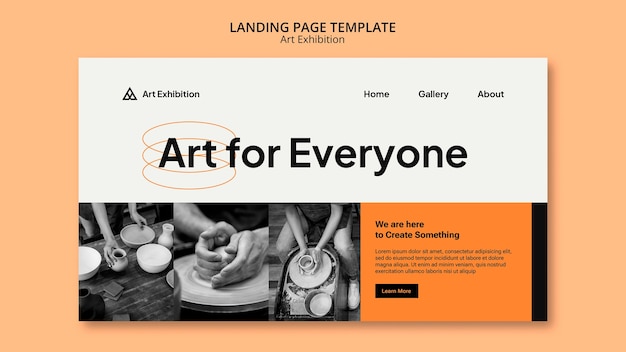 Free PSD minimalist art exhibition landing page