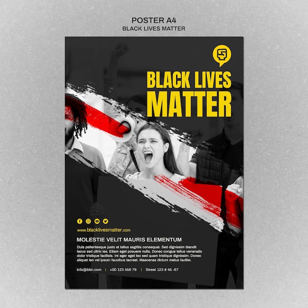 Free PSD minimalist black lives matter flyer with photo