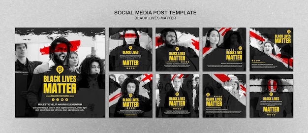 Free PSD minimalist black lives matter social media posts with photo