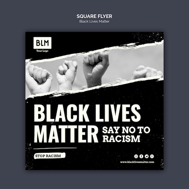 Free PSD minimalist black lives matter square flyer