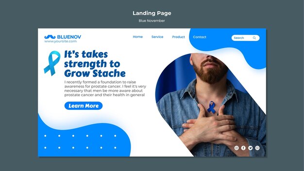 Minimalist blue november landing page template