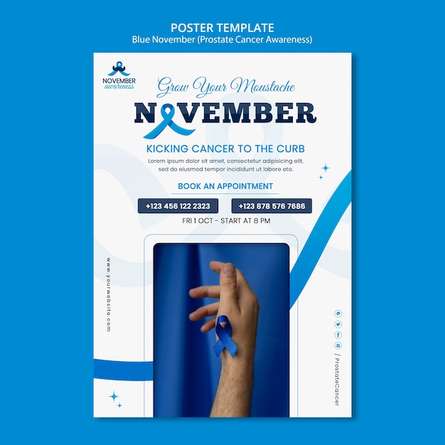 Minimalist blue november print template