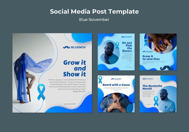 Minimalist blue november social media posts template