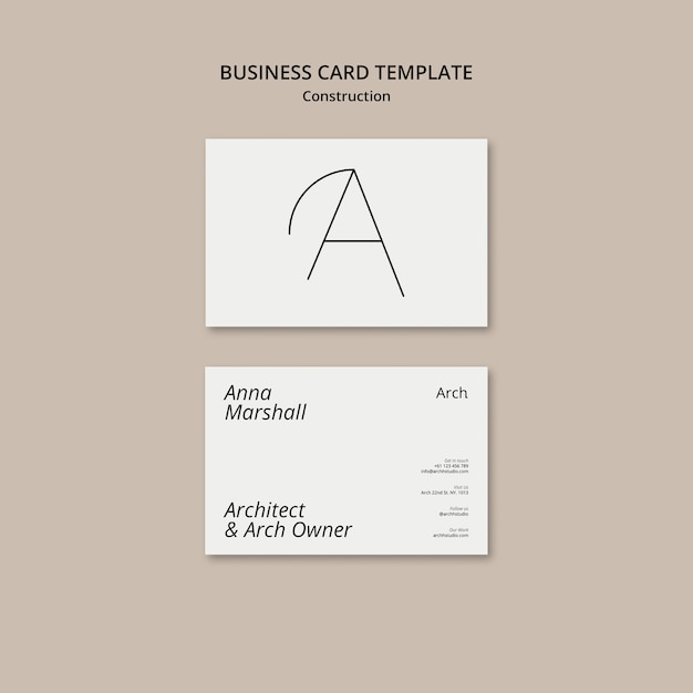 Minimalist construction project business card