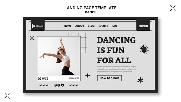 Minimalist dance landing page template design