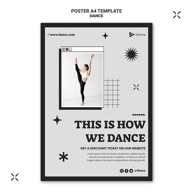 Minimalist dance poster template design