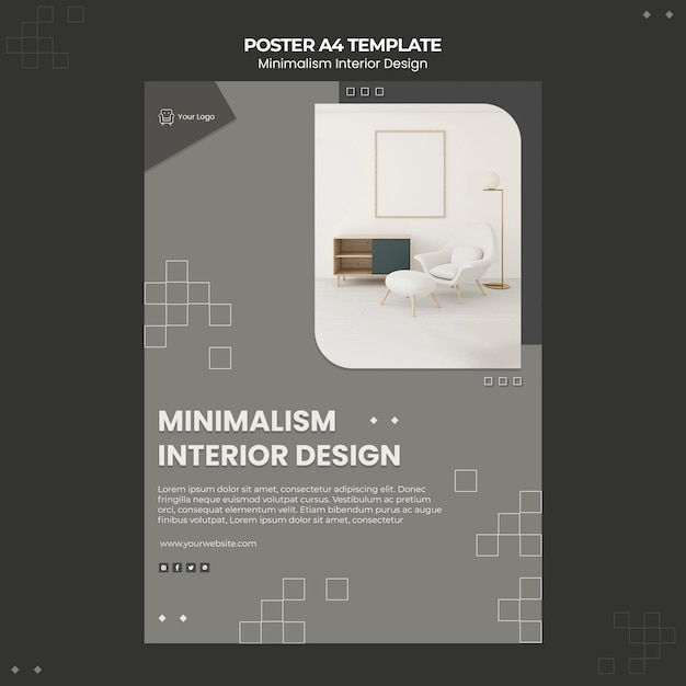 Minimalist interior design template poster