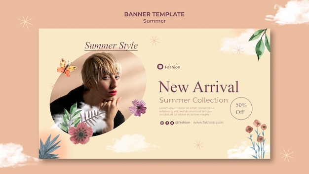 Minimalist summer banner design template