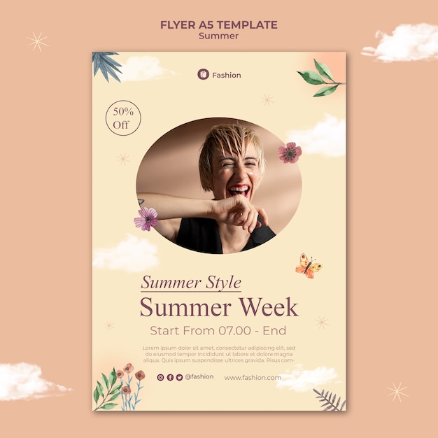 Minimalist summer poster design template