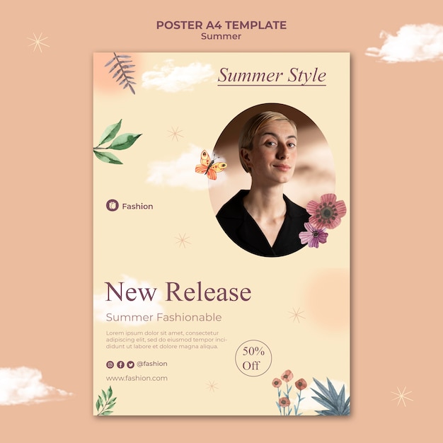 Minimalist summer poster design template