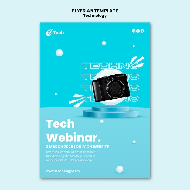 Free PSD minimalist technology a5 flyer template