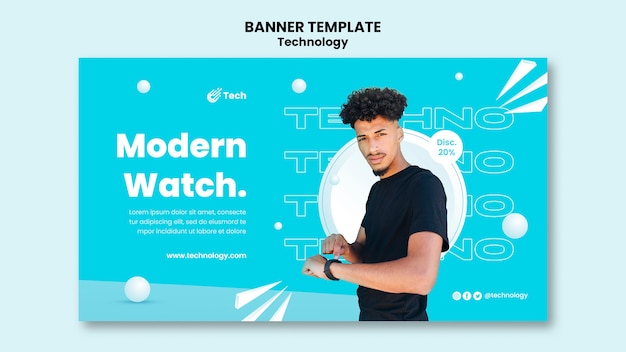 Minimalist technology horizontal banner template