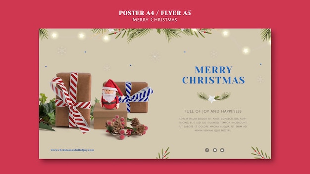 Free PSD minimalistic christmas horizontal banner template