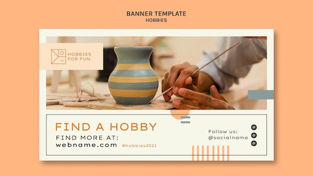 Minimalistic hobbies horizontal banner template