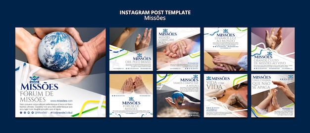 Missoes instagram post template set