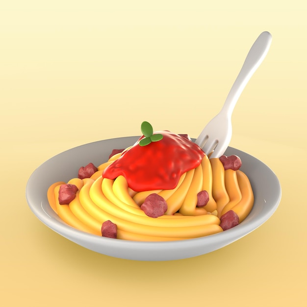 Mockup of meal with spaghetti and sauce