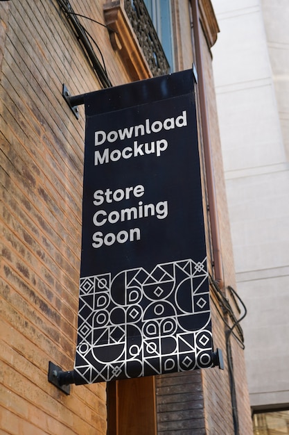 Free PSD mockup sign outside city