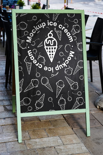 Free PSD mockup signboard menu ice cream