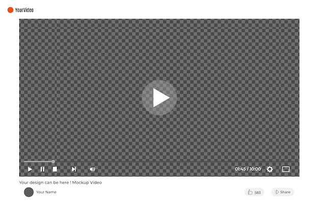 Free PSD mockup of a video player on a website