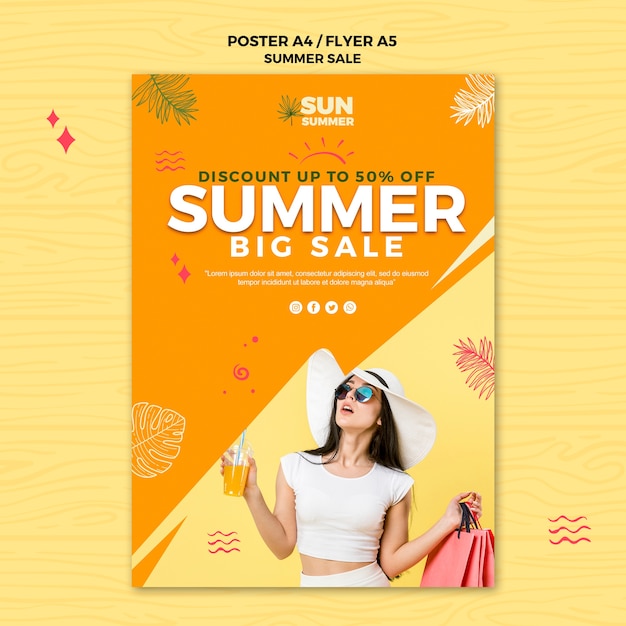 Model girl summer sale poster template