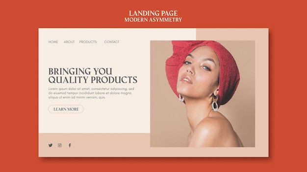 Free PSD modern asymmetry landing page design