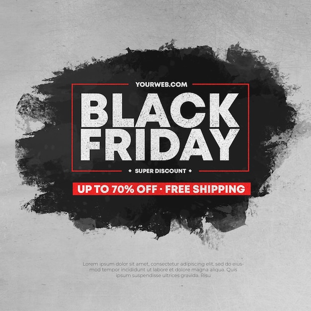 Free PSD modern black friday sale with ink splash frame