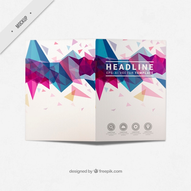 Free PSD modern business bi-fold flyer with abstract shapes